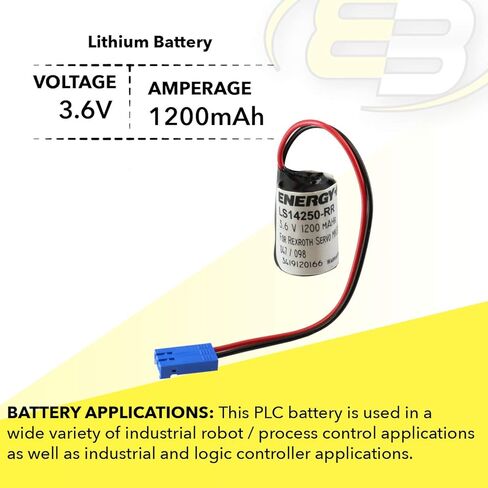 (10 عبوات) بطارية بديلة LS14250-RR 3.6 فولت 1100 مللي أمبير في الساعة من ريكسروث تناسب R911277133، R911281394 مع موصل أسلاك توصيل يستخدم لأنظمة التحكم في محرك سيرفو in Kuwait