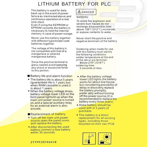 (10 عبوات) بطارية بديلة LS14250-RR 3.6 فولت 1100 مللي أمبير في الساعة من ريكسروث تناسب R911277133، R911281394 مع موصل أسلاك توصيل يستخدم لأنظمة التحكم في محرك سيرفو in Kuwait