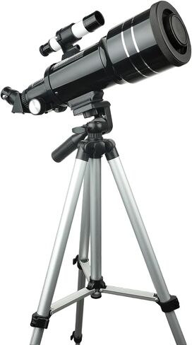 Refractor Telescope for Kids and Beginners, 70mm Aperture, 300mm Focus Length, Black, with AZ Mount for Moon and Landscape Observation (Black) in Saudi Arabia