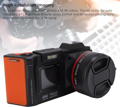 PUSOKEI 4K 70MP Digital Camera, WiFi DSLR Camera with Double Screen, 50X Digital Zoom, Auto Focus, F1.8 Aperture, Flash, Hot Shoe Interface, for Photography, Travel (Olive Green) in Saudi Arabia