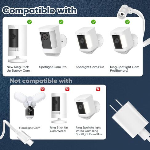 Power Adapter for Ring Indoor Camera (2nd Gen), 9.8FTMicro USB Ring Camera Power Cable (1Pack) in Saudi Arabia