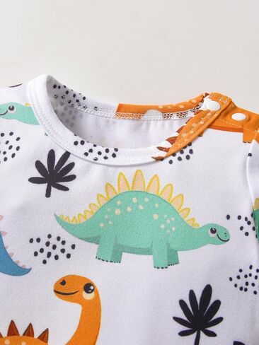 Baby Boys Dinosaur Print Clothes Infant Long Sleeve Romper and Overall Pants Outfit Set in Kuwait