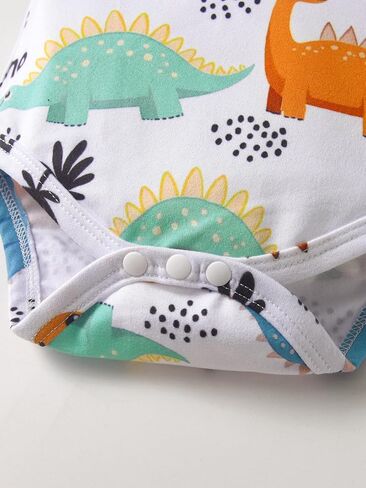 Baby Boys Dinosaur Print Clothes Infant Long Sleeve Romper and Overall Pants Outfit Set in Kuwait