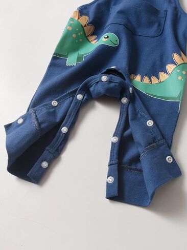 Baby Boys Dinosaur Print Clothes Infant Long Sleeve Romper and Overall Pants Outfit Set in Kuwait