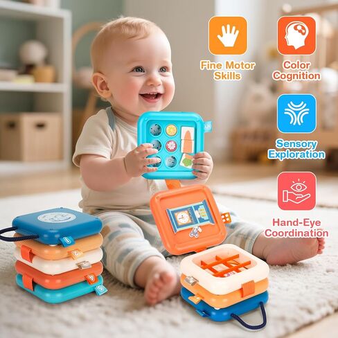 Busy Board for 18 Months+ Baby,Montessori Toys for Toddler,Travel Sensory Toys for Boys Girls,Busy Cube Baby Toys in Saudi Arabia