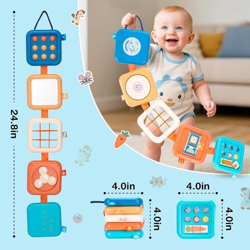 Busy Board for 18 Months+ Baby,Montessori Toys for Toddler,Travel Sensory Toys for Boys Girls,Busy Cube Baby Toys in Saudi Arabia