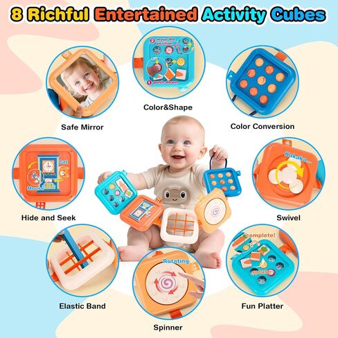 Busy Board for 18 Months+ Baby,Montessori Toys for Toddler,Travel Sensory Toys for Boys Girls,Busy Cube Baby Toys in Saudi Arabia