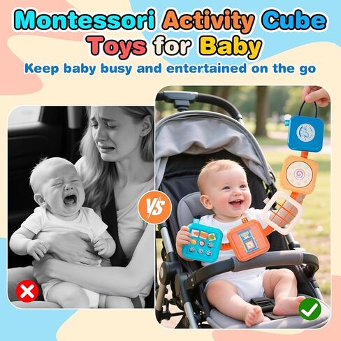 Busy Board for 18 Months+ Baby,Montessori Toys for Toddler,Travel Sensory Toys for Boys Girls,Busy Cube Baby Toys in Saudi Arabia