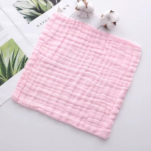 Muslin Baby Washcloths – 6 Pack Organic Cotton Face Towels for Newborns – Pink & White – Soft, Reusable & Ultra Absorbent – Gentle for Sensitive Skin – Baby Girl & Unisex Gift Set – 10x10 in Saudi Arabia