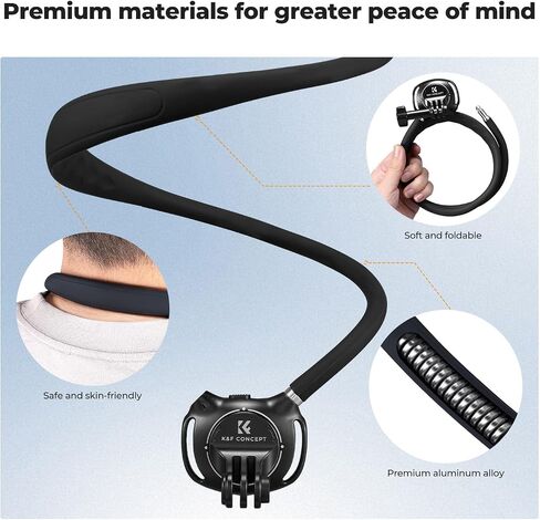 K&F CONCEPT Neck Mount with Air Cushion, Camera Holder with 1/4" Adapter, Hands-Free POV Vlogging for GoPro Hero 13/12/11/10/9/8/7/6/5/4/MAX, Insta 360 X5/X4/Ace Pro 2, DJI Osmo Nano Action 3/4/5 Pro in Saudi Arabia