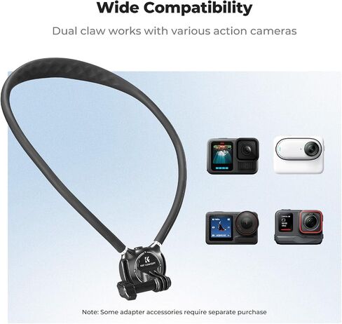 K&F CONCEPT Neck Mount with Air Cushion, Camera Holder with 1/4" Adapter, Hands-Free POV Vlogging for GoPro Hero 13/12/11/10/9/8/7/6/5/4/MAX, Insta 360 X5/X4/Ace Pro 2, DJI Osmo Nano Action 3/4/5 Pro in Saudi Arabia