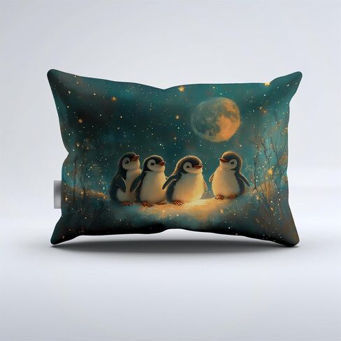 REALIN Arctic Night View Penguin Bedding Cartoon Cute Penguin Duvet Cover Set Girl Boy Kids Bed Sets 3/4PCS Quilt Covers/Sheets/Pillow Shams,Twin/Full/Queen/King (A,Full-200x229cm-3PCS) in Saudi Arabia