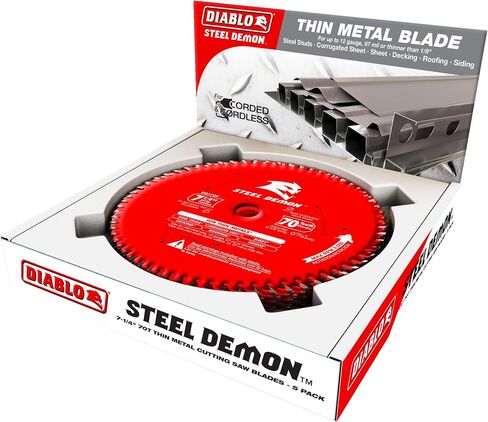 Diablo Steel Demon Carbide-Tipped Saw Blade - Ideal for Roofing, Siding, Decking, and Metalworking - 7-1/4" Diameter, 70 TCG Teeth, 5,800 Max RPM - D0770FA in Saudi Arabia
