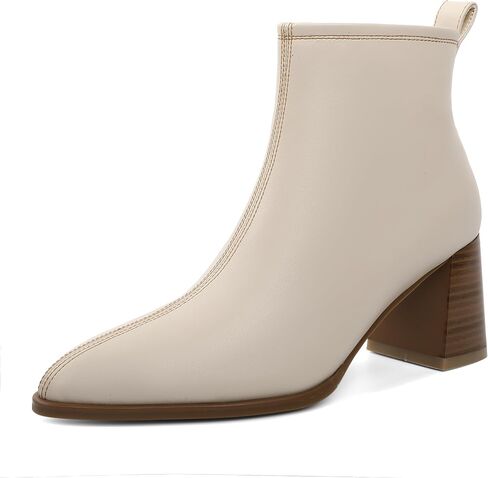 Women's Chunky Block Ankle Boots Pointed Toe Low Heel Side Zipper Booiests Fall Winter Short Boots 2.8 Inch in Saudi Arabia