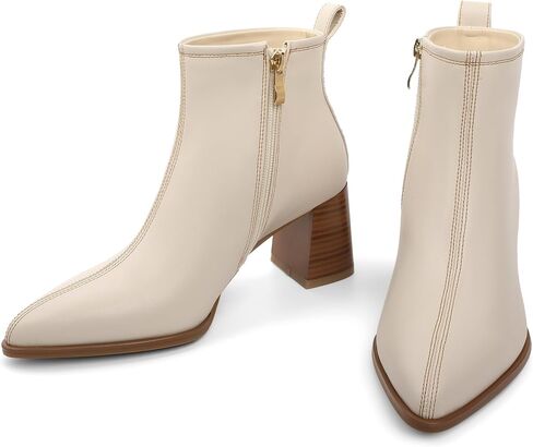 Women's Chunky Block Ankle Boots Pointed Toe Low Heel Side Zipper Booiests Fall Winter Short Boots 2.8 Inch in Saudi Arabia