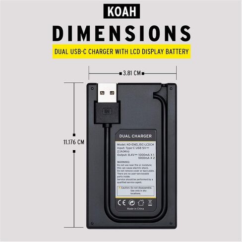 Koah Dual USB-C Charger with LCD Display for Nikon EN-EL15 Battery in Saudi Arabia