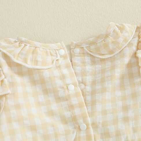 Infant Baby Girl Outfit Goose Embroidery Plaid Long Sleeve Smocked Bubble Romper Bodysuit Newborn Farm Clothes Fall in Saudi Arabia