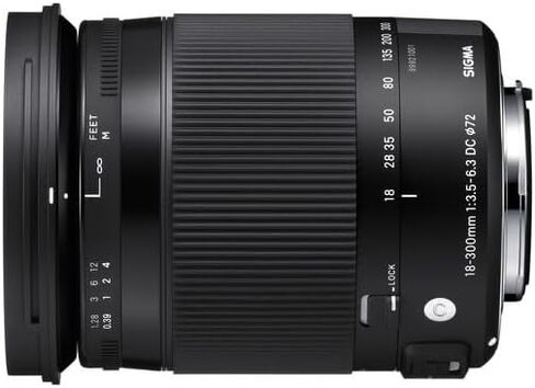 Sigma 18-300mm f/3.5-6.3 DC OS HSM Contemporary for Nikon Bundle Includes: Backpack, Flash, Memory Card, Card Wallet, 12 inch Tripod, Cleaning Kit, Blower Brush, Lens Pen, Neck Strap + More in Saudi Arabia