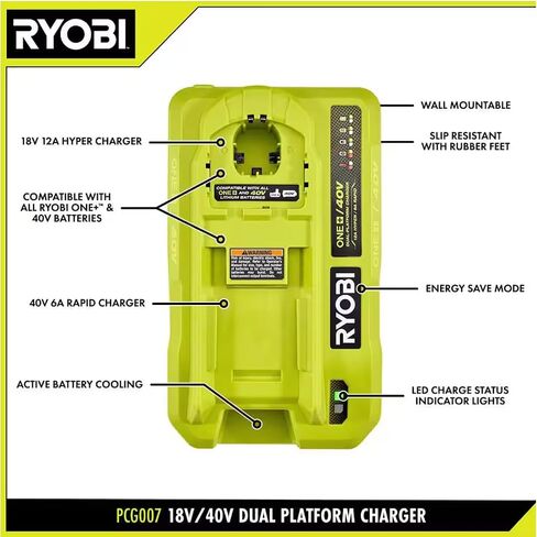 شاحن RYOBI ONE+ 18V/40V ثنائي المنصة in Saudi Arabia