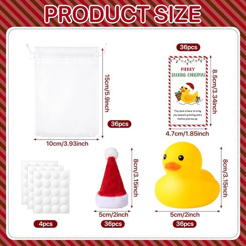 Shemilly 24 Sets Christmas Rubber Ducks Gifts Holiday Rubber Ducks with Hats Ducking Card Organza Bags Bulk Thank You Gift Set for Employee Teacher Students Team Coworkers Christmas Party Favors in Saudi Arabia