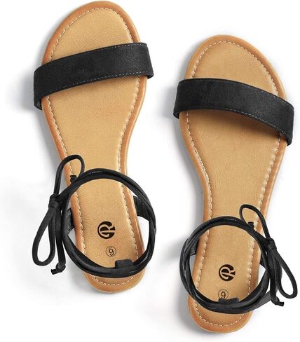 Rekayla Sandals Open Toe Tie Up Ankle Wrap Flat Sandals for Women Summer Dressy Shoes Cute Strappy Lace Up Sandals in Kuwait