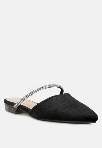 London Rag Turnon Velvet Diamante Detail Flat Mules in Saudi Arabia