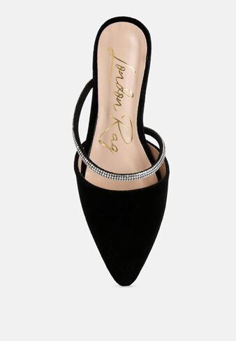 London Rag Turnon Velvet Diamante Detail Flat Mules in Saudi Arabia