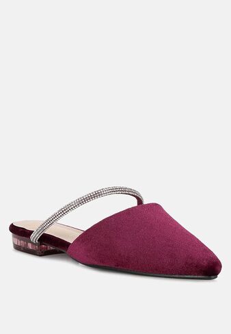 London Rag Turnon Velvet Diamante Detail Flat Mules in Saudi Arabia