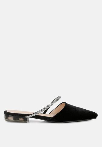 London Rag Turnon Velvet Diamante Detail Flat Mules in Saudi Arabia