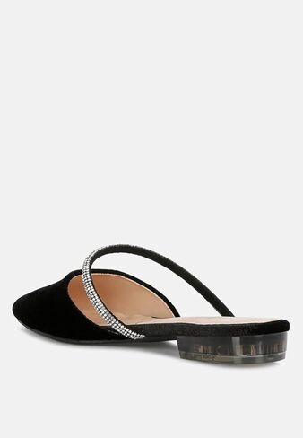 London Rag Turnon Velvet Diamante Detail Flat Mules in Saudi Arabia