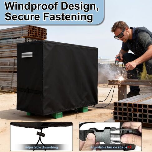 غطاء ضاغط الهواء، غطاء ضاغط تيار متردد مقاوم للماء عالي التحمل 800D مناسب لـ Ag-S1002 وضواغط الهواء الثابتة الأخرى، أغطية ضاغط هواء الغاز مع مقبضين عاكسين وحزامين مشبكين in Saudi Arabia