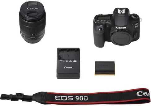 كاميرا كانون EOS 90D DSLR مع عدسة 18-135 ملم | مستشعر APS-C بدقة 32.5 ميجابكسل، والتركيز البؤري التلقائي ثنائي البكسل، وفيديو بدقة 4K | لتصوير الحياة البرية والرياضة (3616C016) + عدسة Canon EF-S 24mm f/2.8 STM + حقيبة + بطاقة سعة 64 جيجابايت in Saudi Arabia