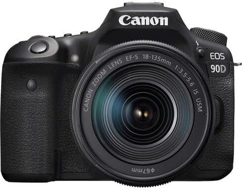 Canon EOS 90D DSLR Camera with 18-135mm Lens | 32.5MP APS-C Sensor, Dual Pixel AF & 4K Video | Ideal for Wildlife, Sports & Travel Photography (3616C016) + Canon EOS 200ES Shoulder Bag + 64GB Card in Saudi Arabia