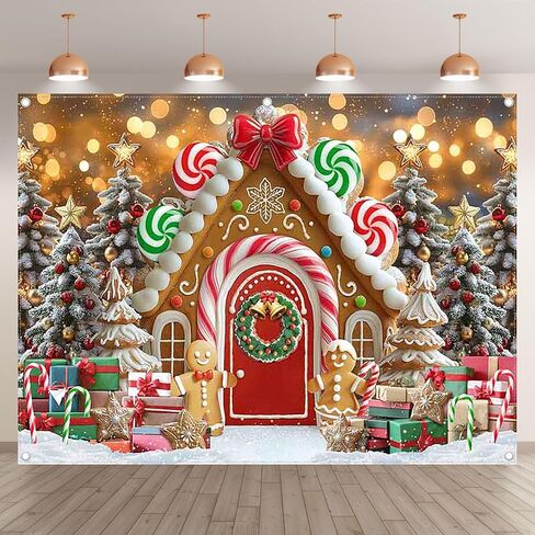 ZTHMOE 7x5ft عيد الميلاد الزنجبيل منزل التصوير خلفية عيد ميلاد سعيد شجرة حلوى قصب الكرتون الشتاء ندفة الثلج خلفية الاطفال حزب زينة المنزل صور راية الدعائم in Saudi Arabia