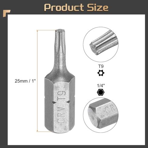 HARFINGTON 2 قطعة مفك براغي توركس لقمة 1/4 بوصة سداسية عرقوب T8 رأس مغناطيسي 1 بوصة طول CR-V فولاذ 6 نقاط مثقاب أمان لأعمال الإصلاح مفك براغي كهربائي in Kuwait