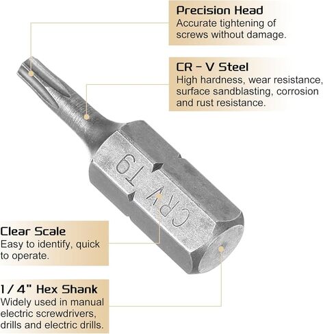 HARFINGTON 2 قطعة مفك براغي توركس لقمة 1/4 بوصة سداسية عرقوب T8 رأس مغناطيسي 1 بوصة طول CR-V فولاذ 6 نقاط مثقاب أمان لأعمال الإصلاح مفك براغي كهربائي in Kuwait