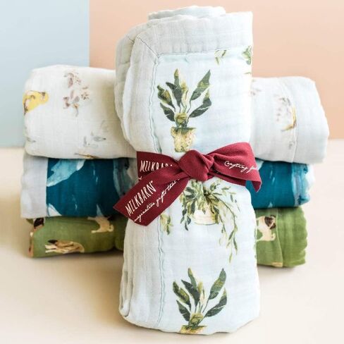 بطانية أطفال من Milkbarn Muslin - بطانية كبيرة مقاس 91.44 سم × 91.44 سم للأطفال - مريحة ومريحة للأولاد والبنات (بط) in Kuwait