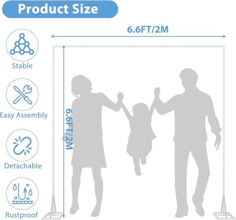 حامل خلفية مربعة لقوس الزفاف بطول 6.6أقدام، إطار قوس بالون ثابت، إطار معدني لقوس مربع لحفلات الذكرى السنوية وحفلات أعياد الميلاد وحفلات التخرج وديكور خلفية الصورة in Kuwait