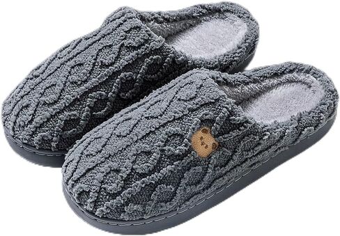 Women's Plush Fleece Lined Slippers - Cozy House Shoes with Thick Non-Slip Sole, Fuzzy Comfortable Indoor/Outdoor Slides in Saudi Arabia