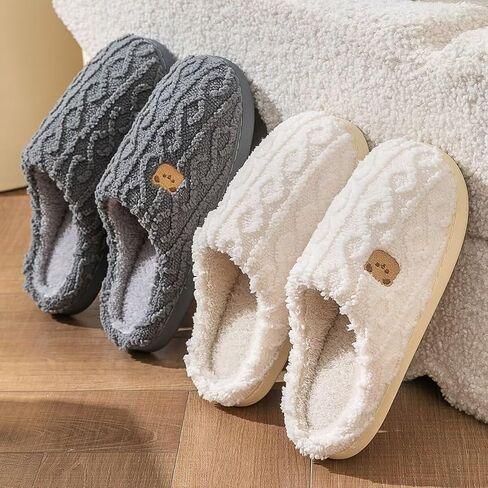 Women's Plush Fleece Lined Slippers - Cozy House Shoes with Thick Non-Slip Sole, Fuzzy Comfortable Indoor/Outdoor Slides in Saudi Arabia