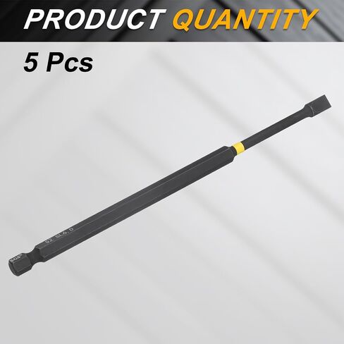 HARFINGTON 5pcs SL5 Slotted Impact Screwdriver Bits 5mm Slotted Tip 1/4" Hex Shank 150mm (6") Long Magnetic Flat Head Phosphated S2 Steel Screw Driver Drill Bits Electric Power Tool in Saudi Arabia
