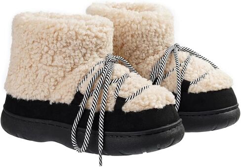 Harssidanzar Winter Boots for Women EVA Sole Anti-Slip Warm Faux Fur Outdoor Walking Boots Lace Up CL201US in Saudi Arabia
