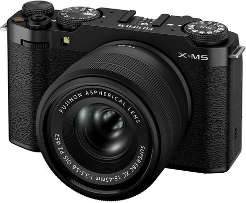 Fujifilm X-M5 Mirrorless Digital Camera with XC 15-45mm f/3.5-5.6 OIS PZ Lens Kit (Black) + 2X 64GB Memory Card + Rode VideoMicro Ultracompact Camera-Mount Microphone + LED Video Light + More in Saudi Arabia
