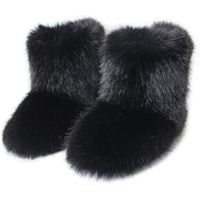 QMFUR أطفال بنات بنين فروي رقيق قصير حذاء الثلوج الجلد المدبوغ فو الفراء التمهيد شتاء دافئ منتصف العجل التمهيد مريحة حذاء مسطح في الهواء الطلق in Kuwait