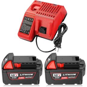 8.0Ah Replacement for Milwaukee 18V Battery and Charger Compatible with Milwaukee 18 Volt Battery 48-11-1860 48-11-1850 48-11-1862 48-11-1828(8.0Amps) in Kuwait