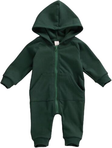 Yoawdats Infant Baby Boy Girl Hooded Romper Long Sleeve Zipper Hoodie Jumpsuit Newborn Clothes Warm Fall Winter Outfit in Saudi Arabia
