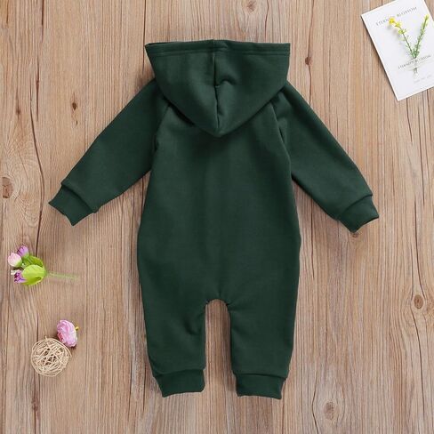 Yoawdats Infant Baby Boy Girl Hooded Romper Long Sleeve Zipper Hoodie Jumpsuit Newborn Clothes Warm Fall Winter Outfit in Saudi Arabia