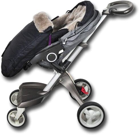3 in 1 Australia Sheepskin Footmuff for All Stroller,Weather Resistant,Height and Temperature Adjustable Stroller Bunting Bag,High Performance Lambskin Bunting Bag for Travel Gear in Saudi Arabia