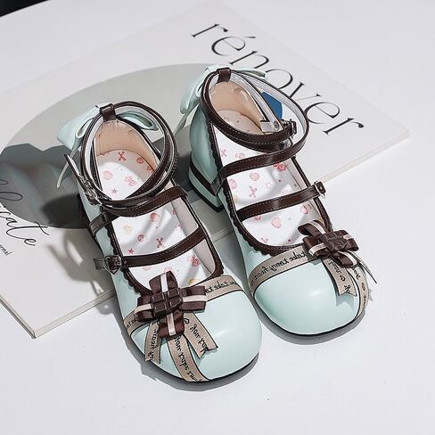 Women's Y2K Kawaii Cute Sweet Lolita Round Toe Mary Jane Shoes Cross Strap Low Block Heel Cosplay Party Prom Dress Pumps in Saudi Arabia