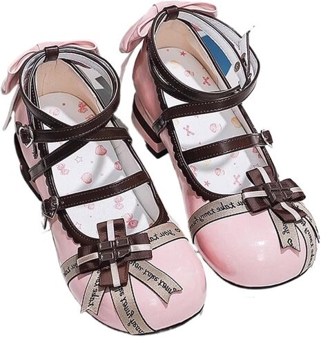 Women's Y2K Kawaii Cute Sweet Lolita Round Toe Mary Jane Shoes Cross Strap Low Block Heel Cosplay Party Prom Dress Pumps in Saudi Arabia